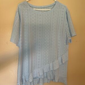 Light Blue Eyelet Women's Top